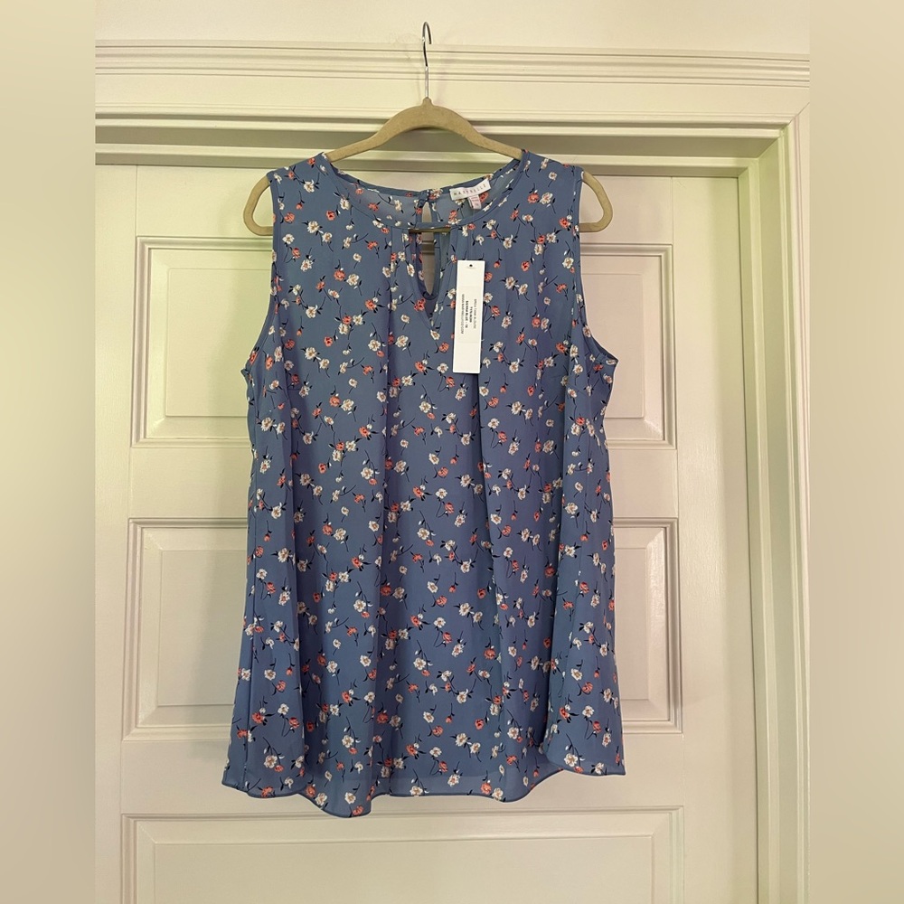Marybelle Sleeveless Blue Blouse - Plus Size 1X